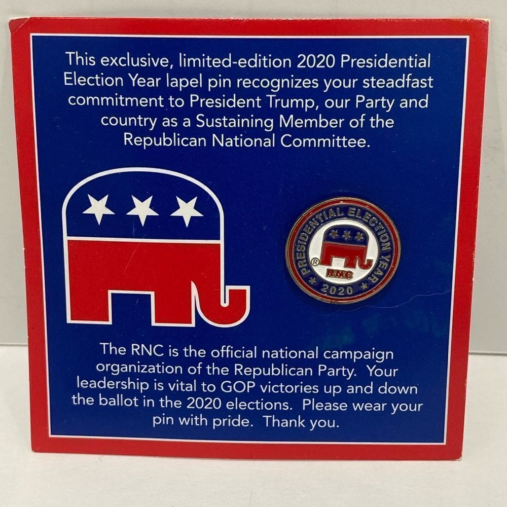 Presidential Election Year 2020 RNC Lapel Pin Elephant Red White Blue Trump